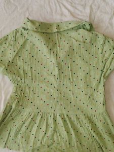 Light Green Polka Dot Peplum Top