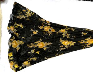 Elegant Black &amp; Gold Floral Gown
