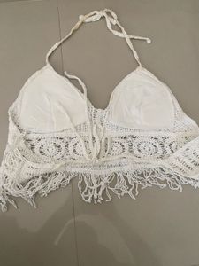 Boho Crochet Fringe Halter Top and shorts