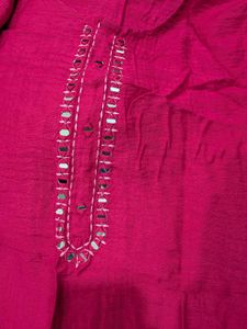 Elegant Pink Mirror Work Kurta