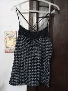 Black &amp; White All-Over Logo Top