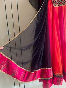 Vibrant Pink &amp; Orange Anarkali Suit