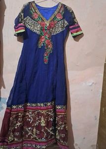 Beautiful Blue Embroidered Anarkali Kurta