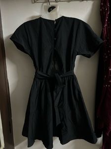 Chic Black V-Neck A-Line Dress