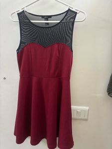 Forever 21  Red Mesh Top Skater Dress