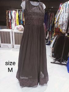Elegant Brown Maxi Dress with dupatta