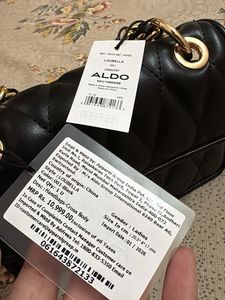 ALDO Quilted Black Handbag with Gold Chain