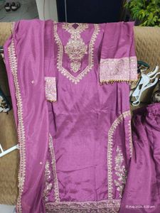 Elegant Purple Embroidered Suit Set