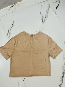 Basic Tan Cropped T-Shirt