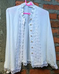 Elegant White Button-Down Blouse.