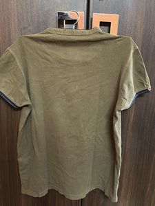 Men's Olive Green Henley T-Shirt