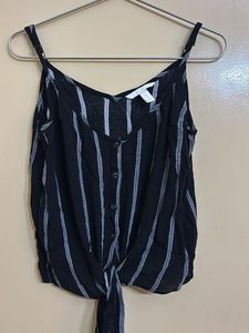 Striped Tie-Front Tank Top