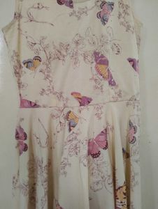 Cream Butterfly Print Summer Dress