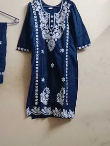 Beautiful Navy Blue Embroidered Kurta