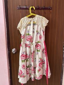 Floral Print Lace Detail Dress