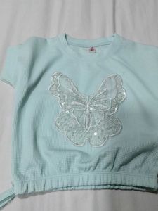 Light Blue Sequin Butterfly Top