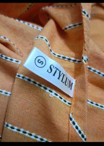 Vibrant Orange Striped pure cotton Kurta sets