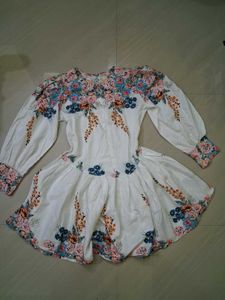 Floral Print Mini Dress with Puff Sleeves