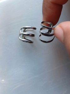 Silver Three Lines Ear Cuffs