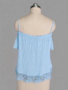Light Blue Lace Trim Tunic Top