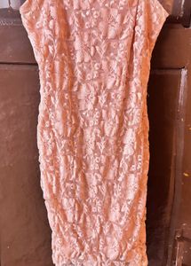 Soft Bloom Peach Lace Mini Dress