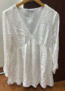White textured tunic Dress/Top