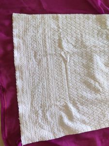White Pure Cotton Kurta | Full Self Chicken Work |