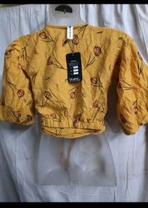 Yellow Floral Wrap Top