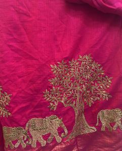 Pink Colur , Thread With Golden , Cotton SILk