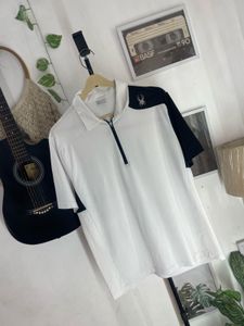 spyder Men's White &amp; Black Zip Polo Shirt
