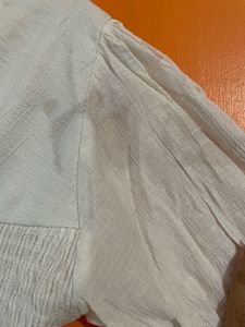 Criss-Cross Back Smocked White Top