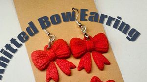 Red Knitted Bow Earrings