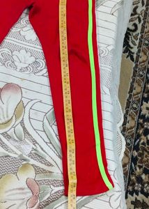 Retro Red Track Pants with Stripes