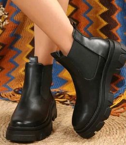Chunky Sole Black Chelsea Boots