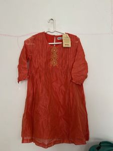 Orange Embroidered Kurta