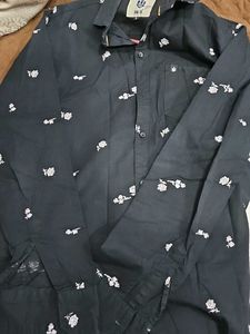 Black Floral Print Men's Shirt