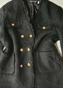 Chic Black Boucle Double-Breasted tweed Jacket