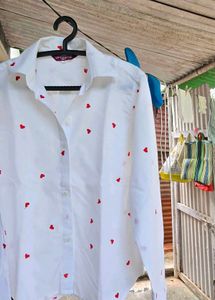 White Shirt with Red Hearts
