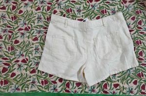 MANGO Chic Cream Linen Shorts
