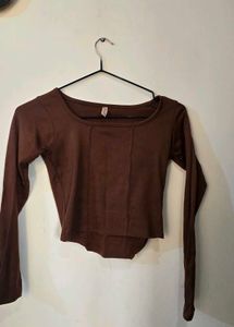 🤎Chocolate Brown Ribbed Long Sleeve Top🤎