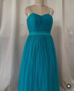 Elegant Teal Tulle Maxi Dress