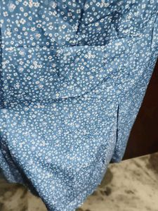 Front slit floral blue dress