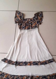 White Ethnic Gown with Print