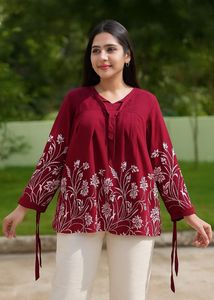 Floral Maroon Kurta (XL)