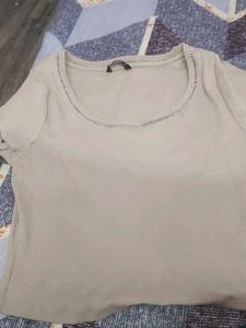 Basic Cream Round Neck Top
