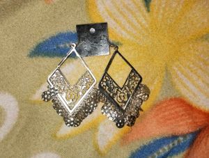 Filigree Diamond Drop Earrings with Tassels