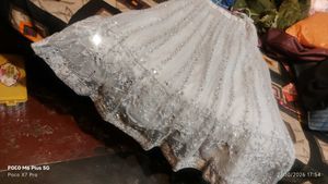 Stunning Sequined Grey Lehenga choli with dupatta.