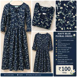 Navy Blue Floral Dress