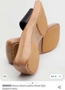 Mango Black Leather Platform Heels