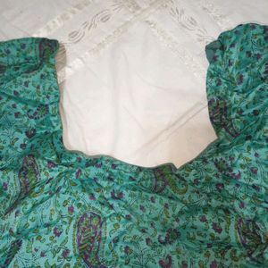 Sea Green Pink Front Open Blouse